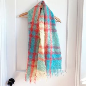 Vintage Mohair Wool Scarf Spring Colors Oversized